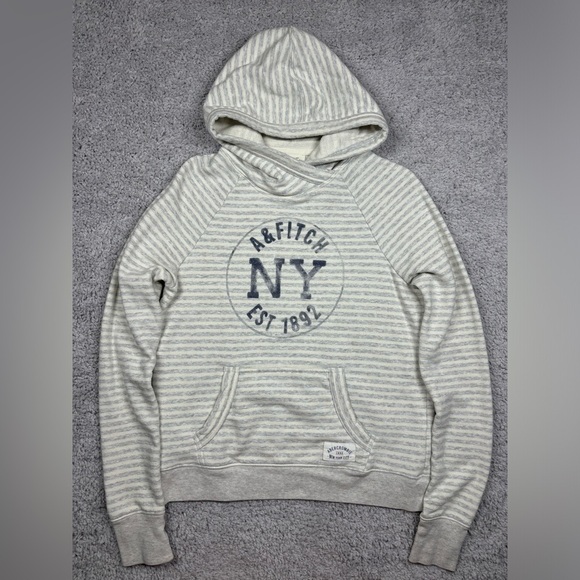 Abercrombie Hoodie Womens Small Sweatshirt Preppy Striped Casual Loungewear Core - Picture 1 of 5